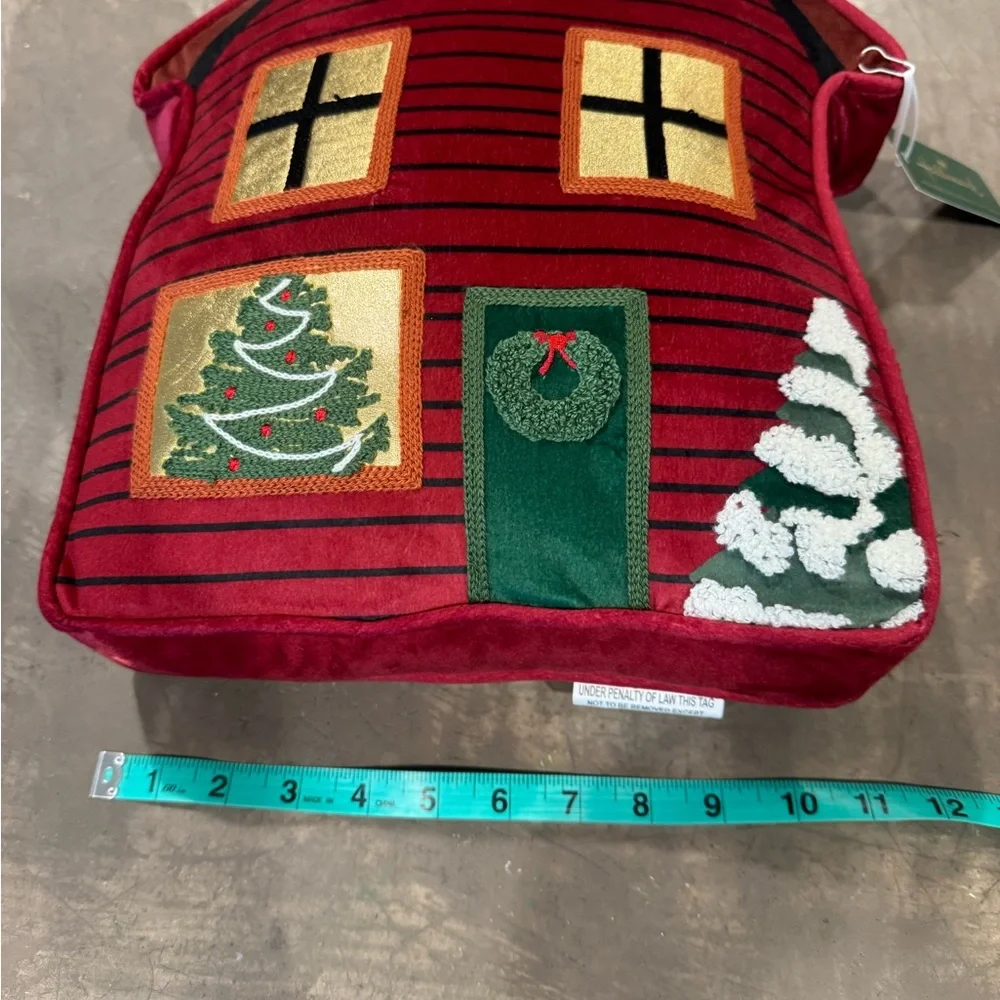 Hallmarks Red and Green Holiday House Pillow- cute cozy, fun and festive! 🎄